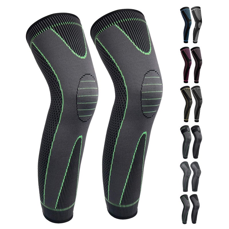 Full Leg Sleeves Long Compression Leg Sleeve Knee Sleeves Protect Leg for Man Women Basketball Arthritis Cycling Sport Football Reduce Varicose Veins and Swelling of Legs